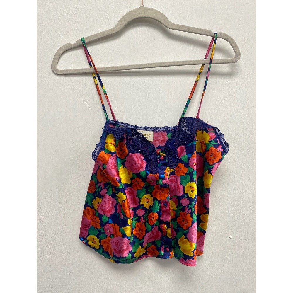Vintage Gold‎ Label Victoria's Secret Women's Satin Floral Camisole Small